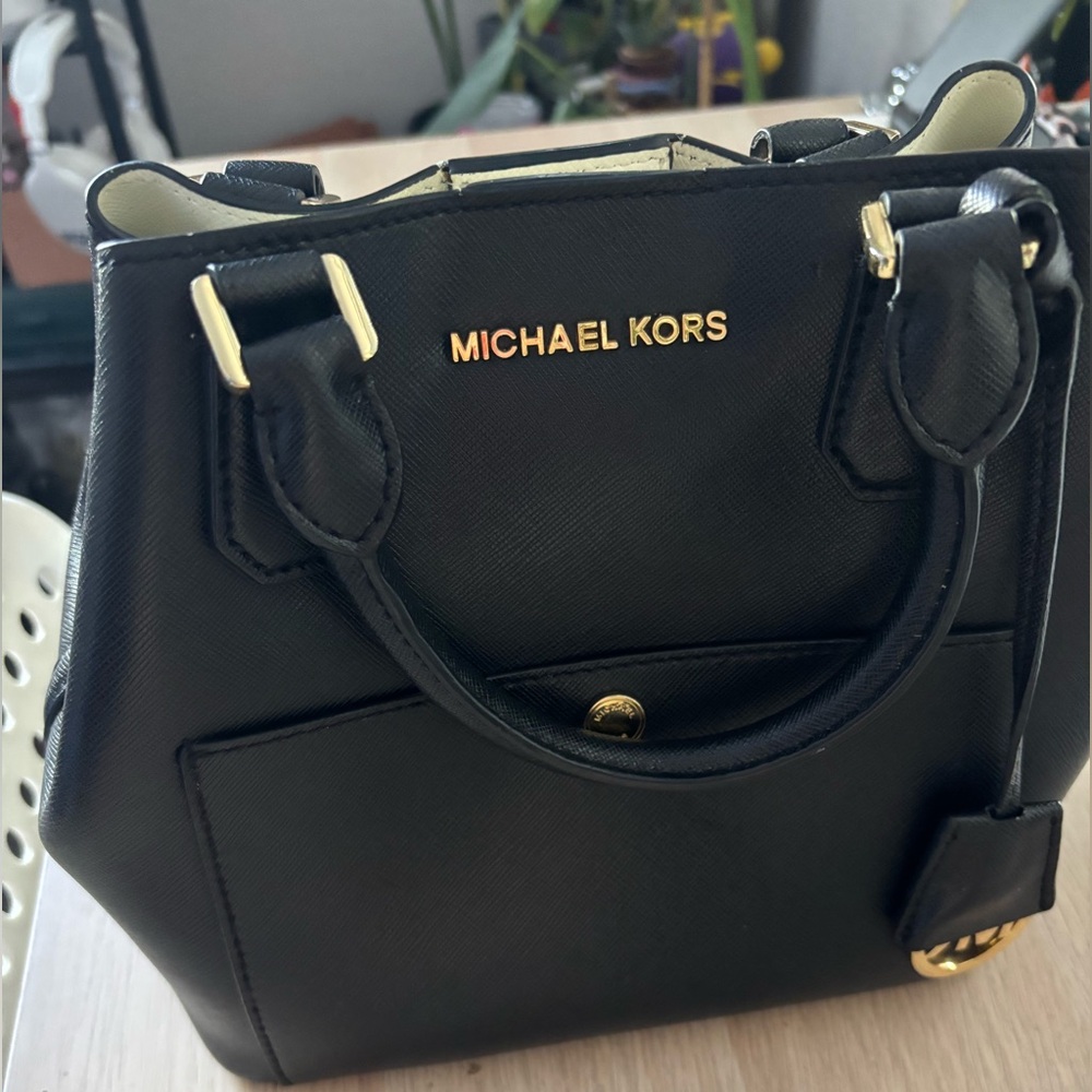 Michael Kors Black Satchel with Gold Accents